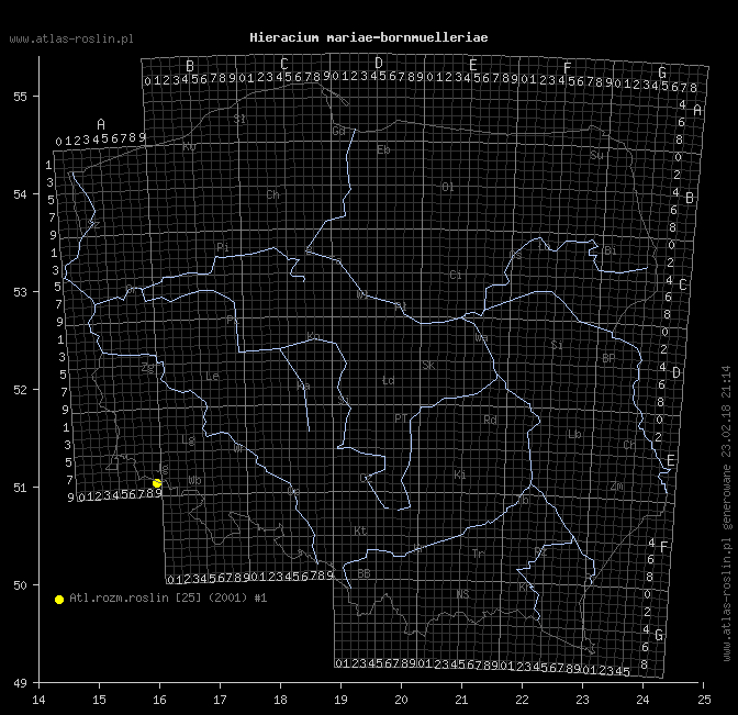 wystepowanie - Hieracium mariae-bornmuelleriae (jastrzębiec Marii Bornmüller)