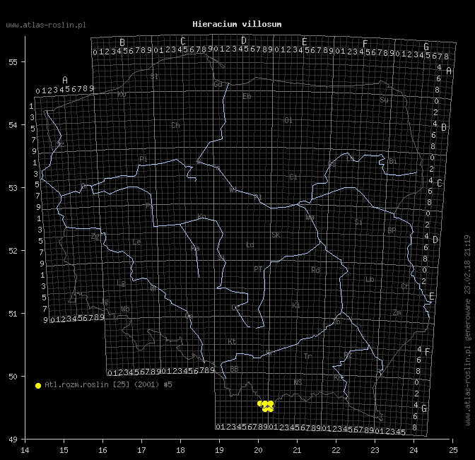mapa występowania taksonu Hieracium villosum