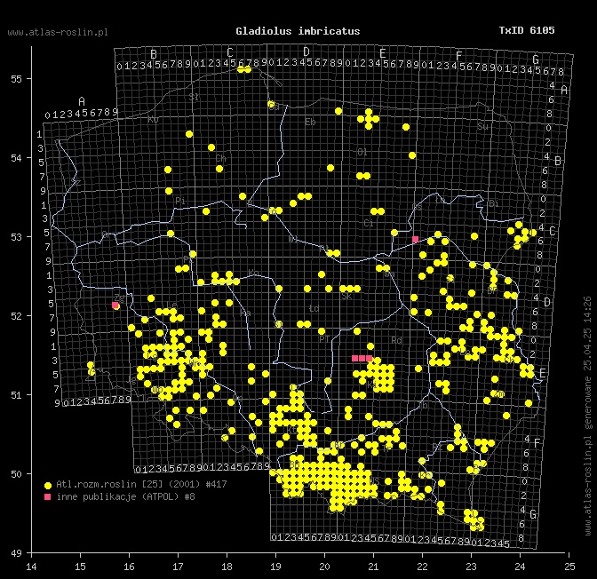 wystepowanie - Gladiolus imbricatus (mieczyk dachówkowaty)
