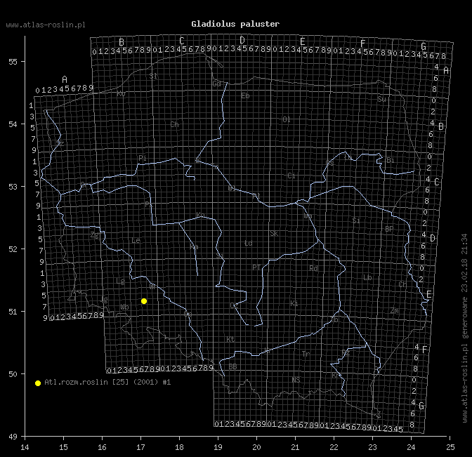mapa występowania taksonu Gladiolus paluster