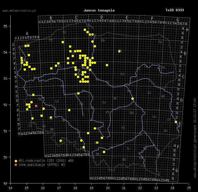 wystepowanie - Juncus tenageia (sit błotny)