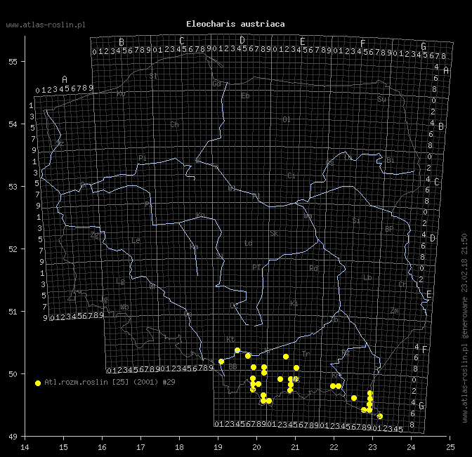 wystepowanie - Eleocharis austriaca (ponikło austriackie)