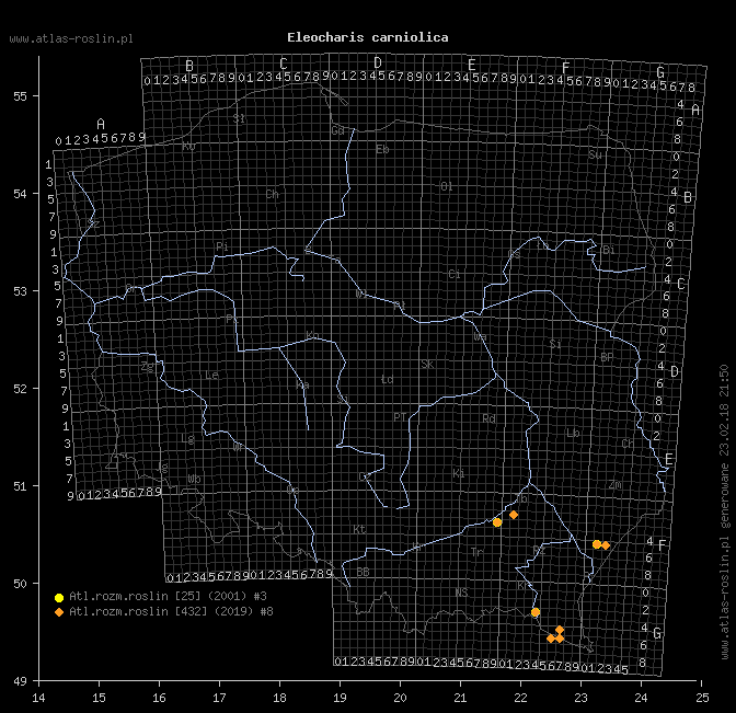 wystepowanie - Eleocharis carniolica (ponikło kraińskie)