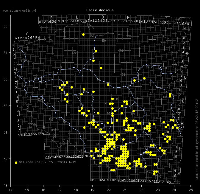 wystepowanie - Larix decidua (modrzew europejski)