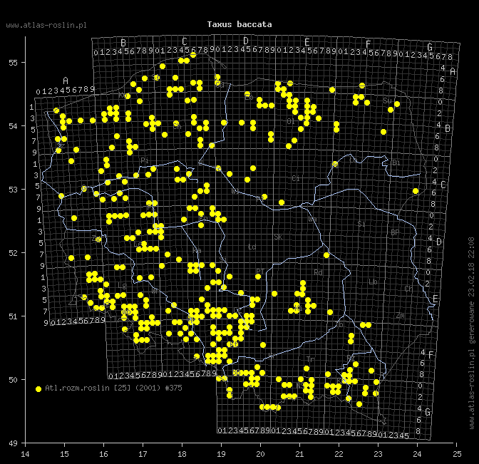 wystepowanie - Taxus baccata (cis pospolity)